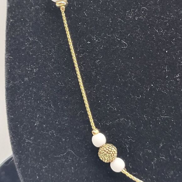 Lauren Conrad Station Necklace White Acrylic Gold tone 32in - Picture 3 of 4